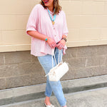 Effortless Lines Button Down Top in Coral - The Pink Pineapple 850