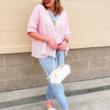 Effortless Lines Button Down Top in Coral - The Pink Pineapple 850