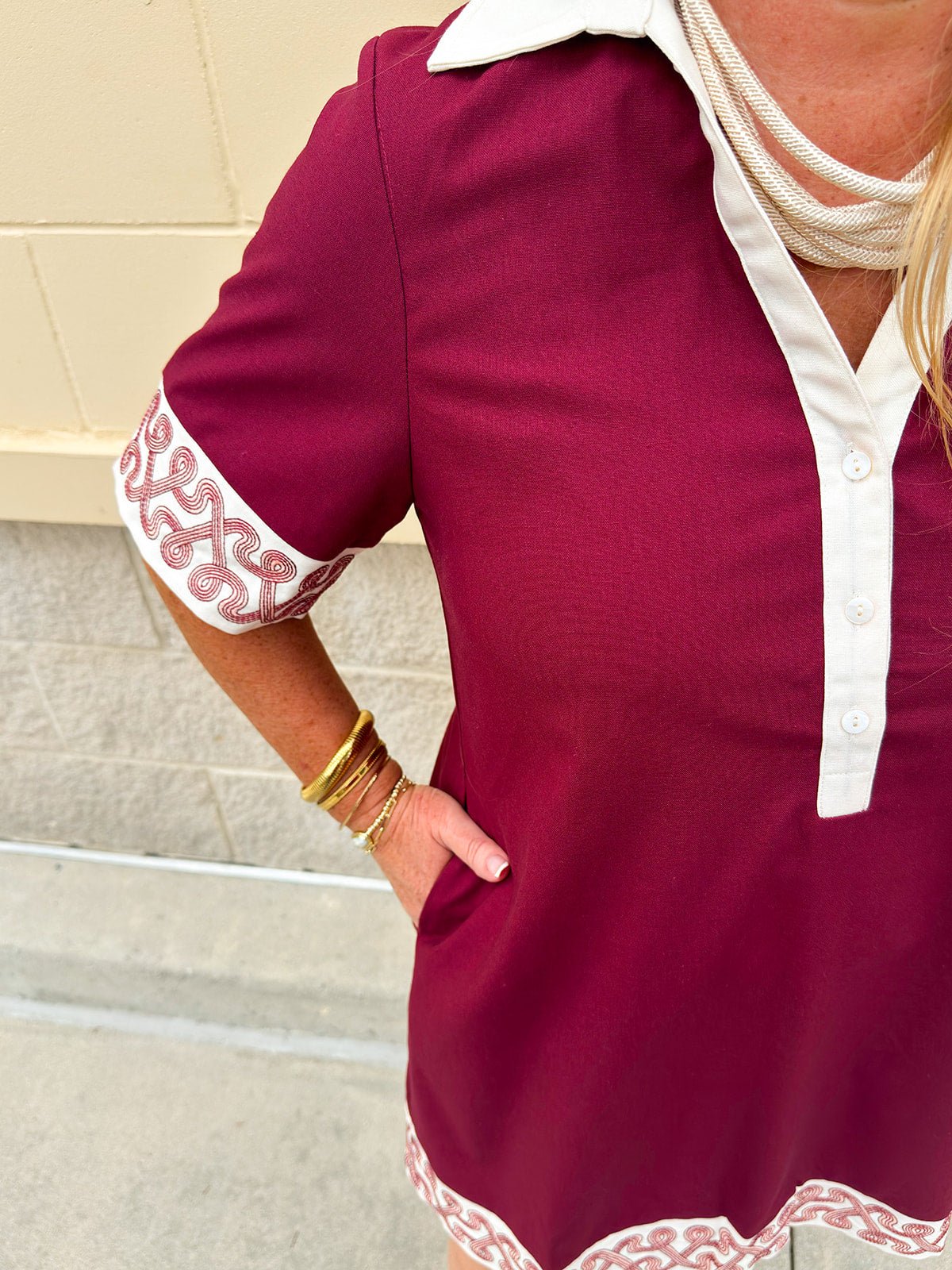 Embroidered Haven Mini Dress - The Pink Pineapple 850