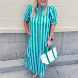 Emerald Avenue Stripe Dress - The Pink Pineapple 850