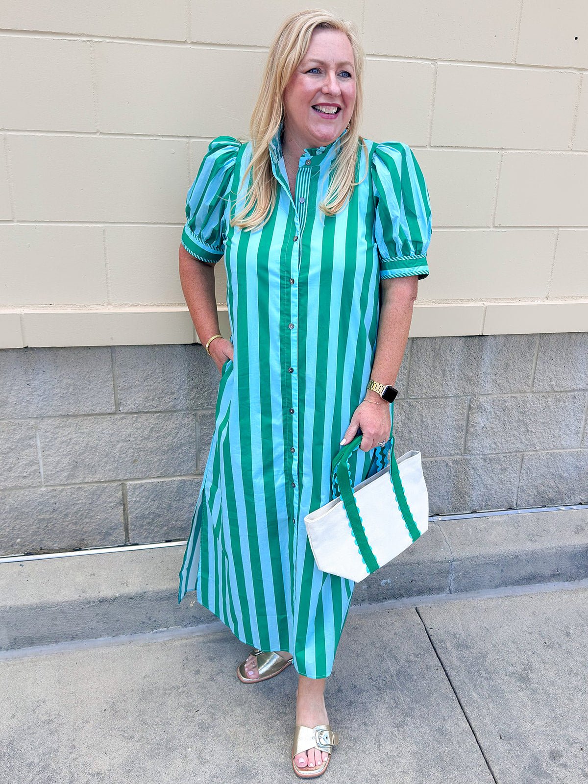 Emerald Avenue Stripe Dress - The Pink Pineapple 850