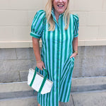 Emerald Avenue Stripe Dress - The Pink Pineapple 850