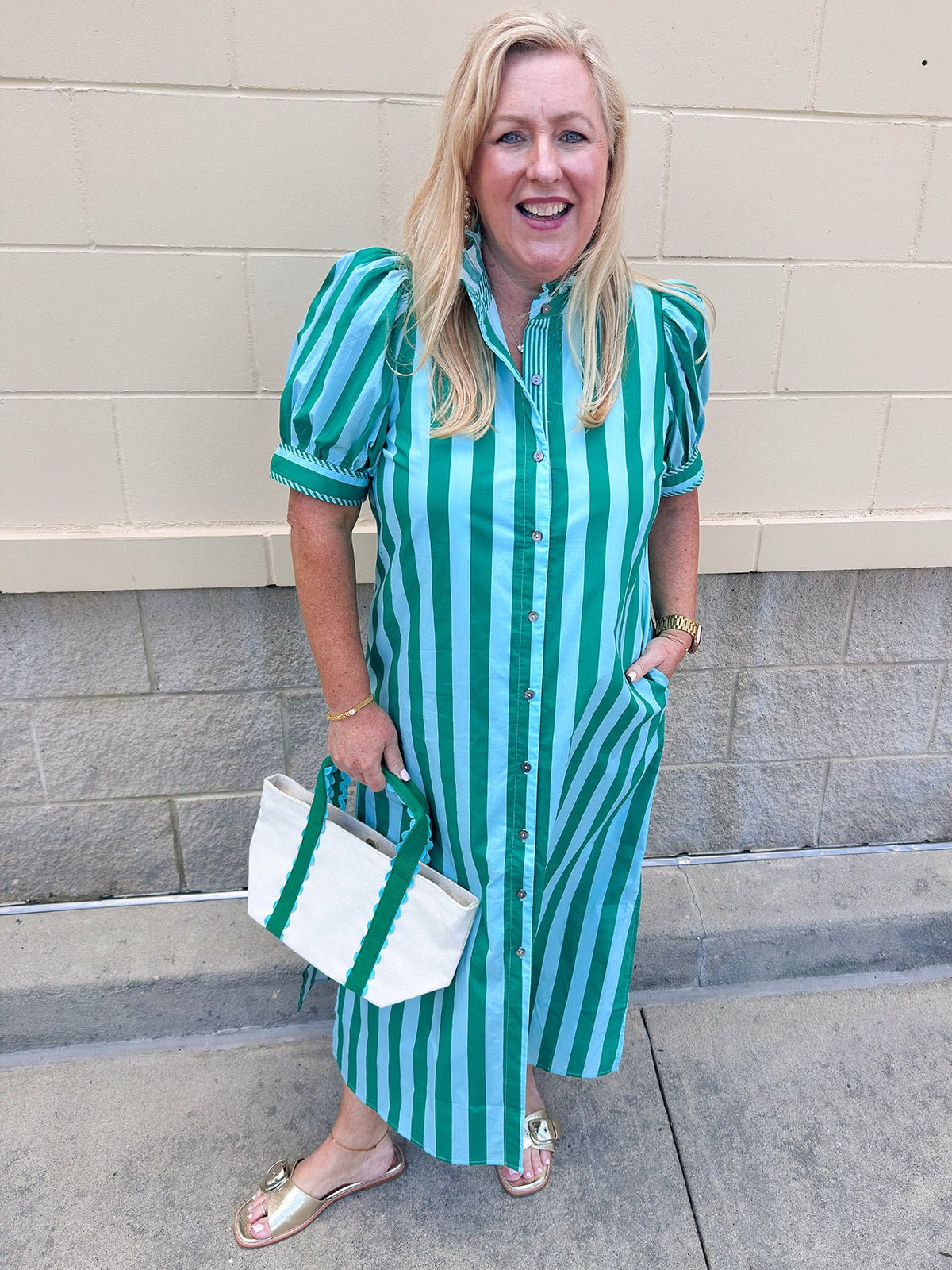 Emerald Avenue Stripe Dress - The Pink Pineapple 850