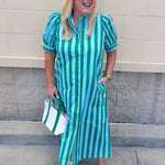 Emerald Avenue Stripe Dress - The Pink Pineapple 850