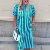 Emerald Avenue Stripe Dress - The Pink Pineapple 850