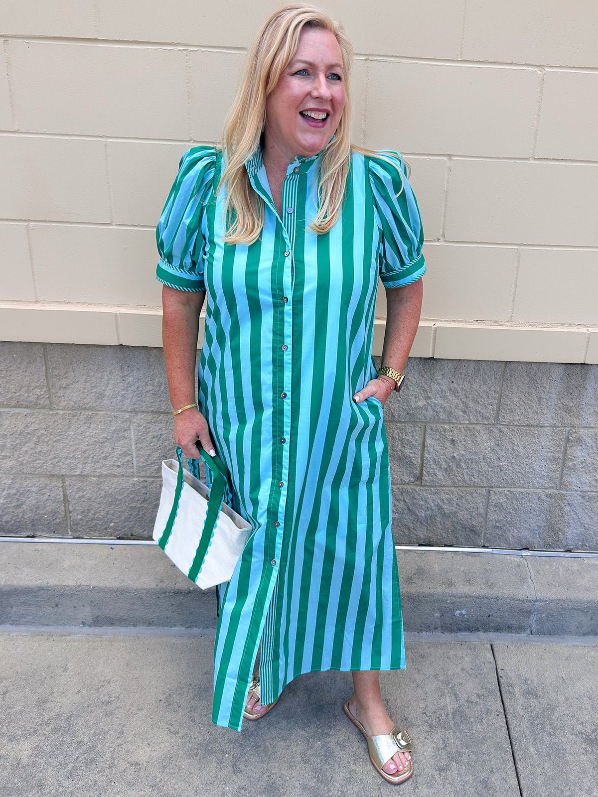 Emerald Avenue Stripe Dress - The Pink Pineapple 850