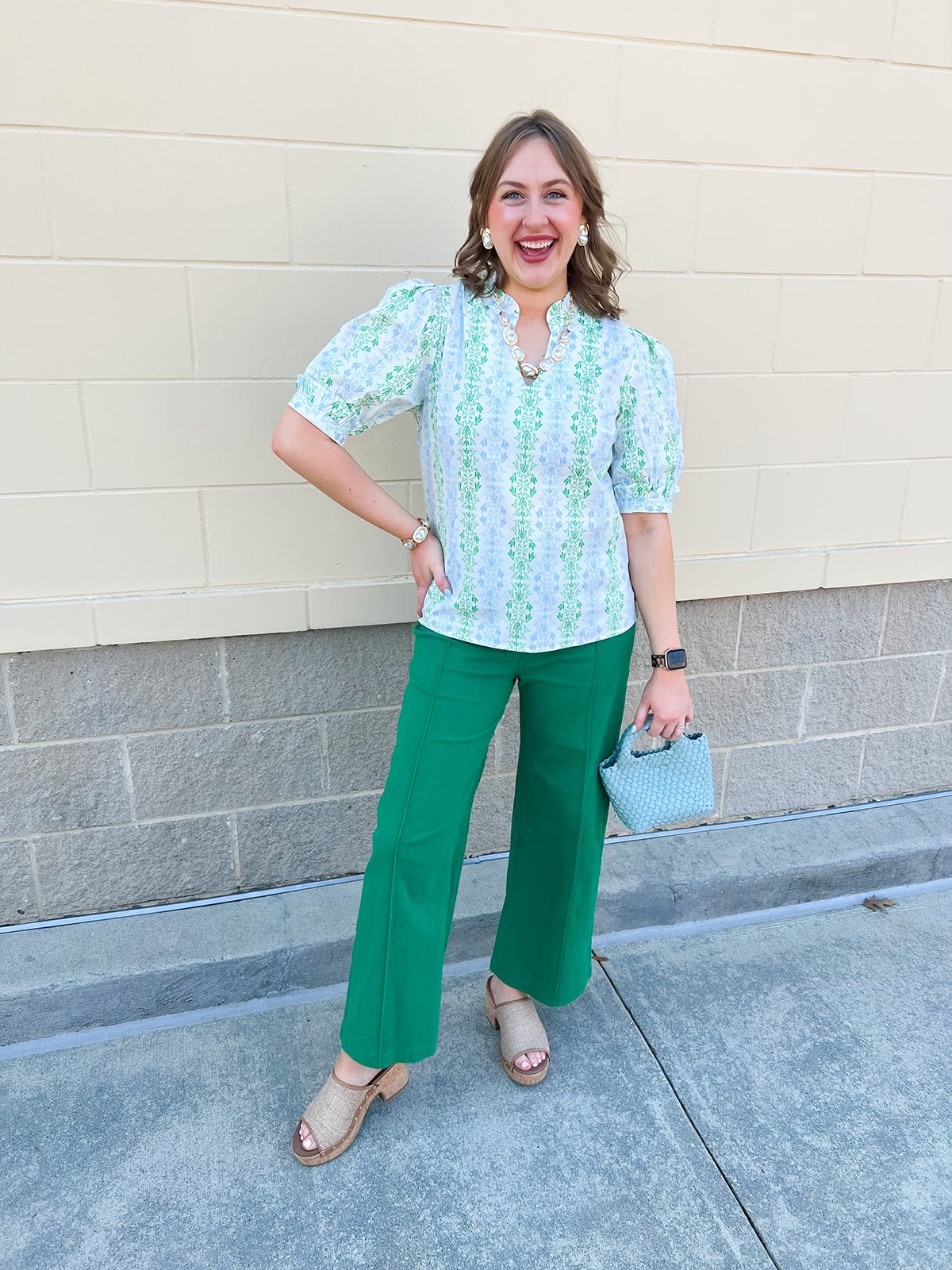 Emerald Ease Straight - Leg Pants - The Pink Pineapple 850