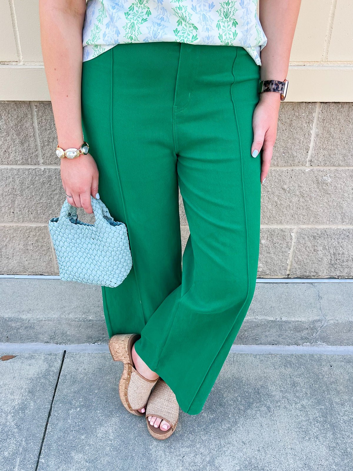 Emerald Ease Straight - Leg Pants - The Pink Pineapple 850