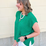 Emerald Ease Textured Knit Top - The Pink Pineapple 850