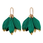 Emerald Gold Dipped Feather Statement Earrings - The Pink Pineapple 850