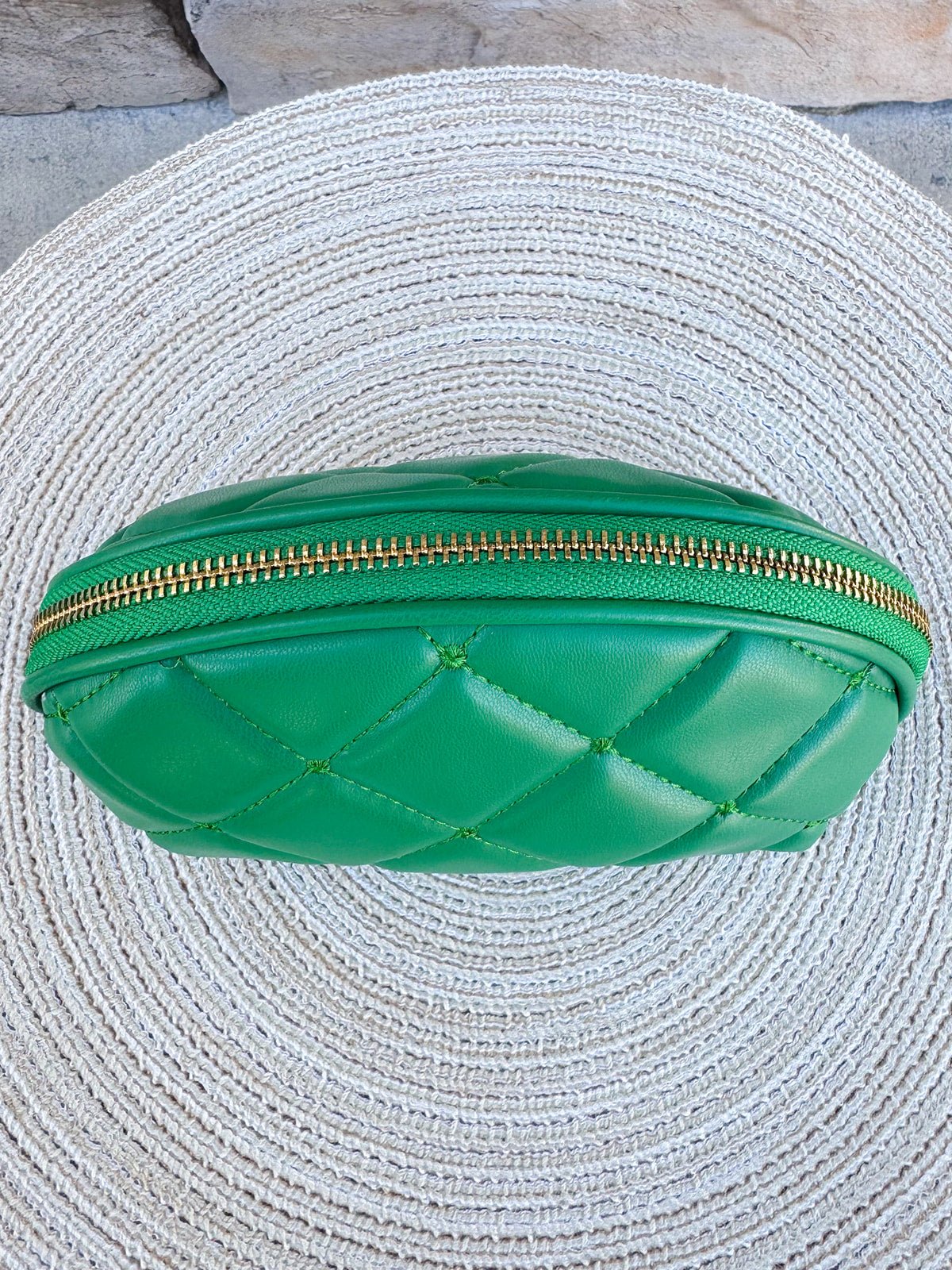 Emerald Luxe Quilted Cosmetic Pouch - The Pink Pineapple 850