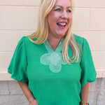 Emerald Poise Embroidered Top - The Pink Pineapple 850