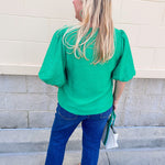 Emerald Poise Embroidered Top - The Pink Pineapple 850