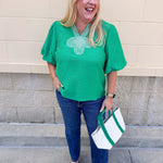 Emerald Poise Embroidered Top - The Pink Pineapple 850