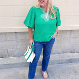 Emerald Poise Embroidered Top - The Pink Pineapple 850