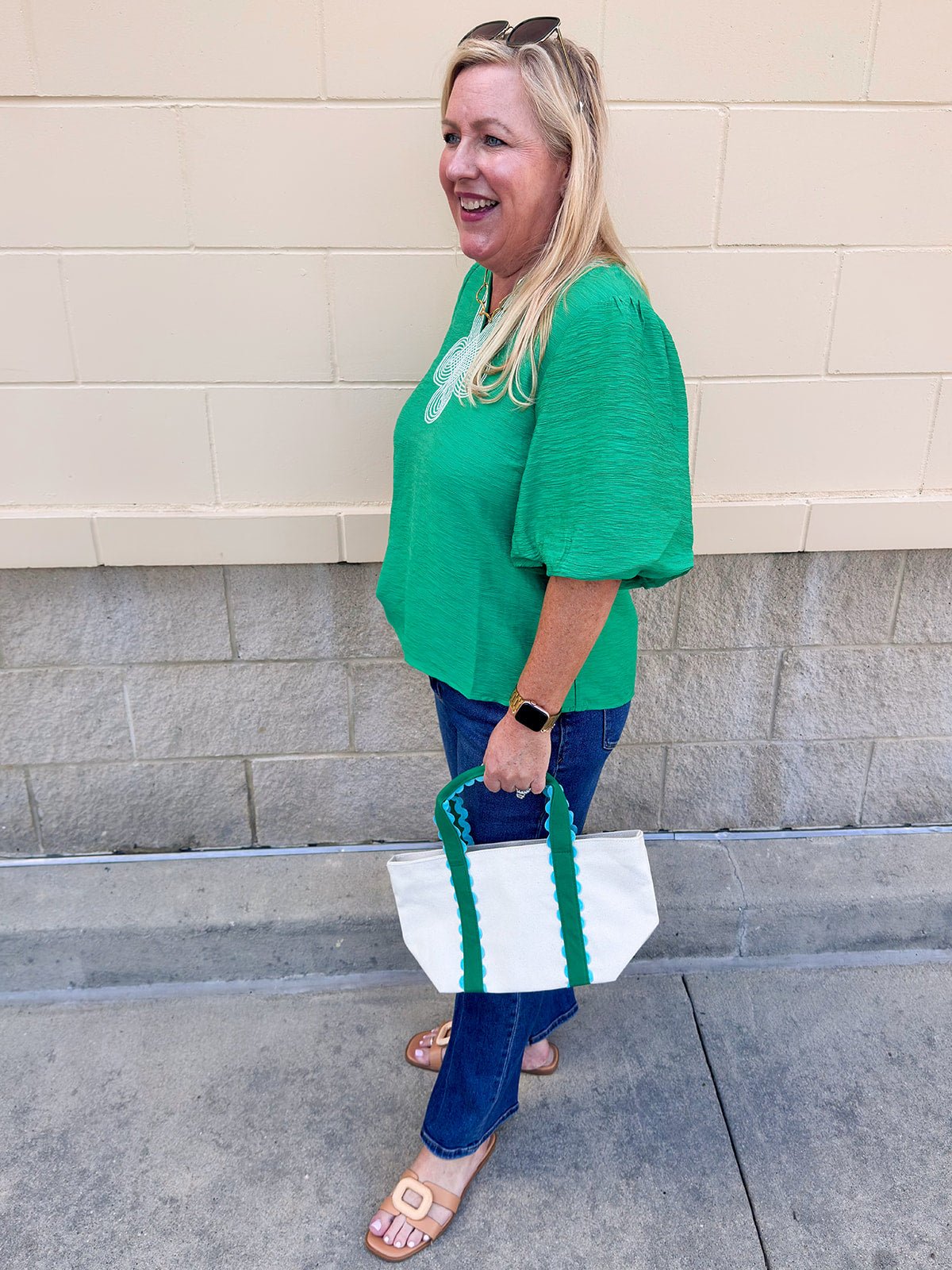 Emerald Poise Embroidered Top - The Pink Pineapple 850