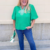 Emerald Poise Embroidered Top - The Pink Pineapple 850