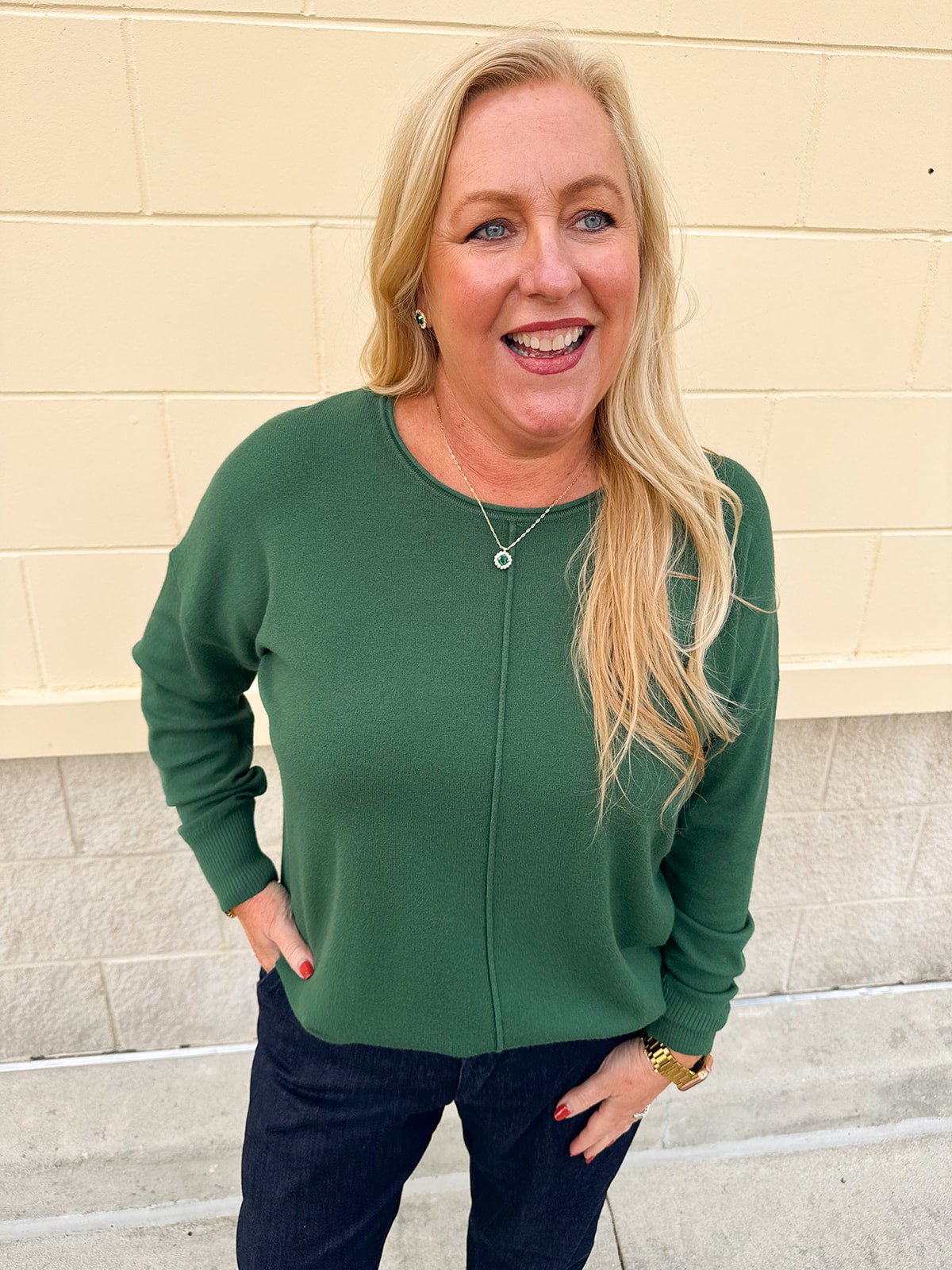 Emerald Stitch and Story Knit Sweater - The Pink Pineapple 850