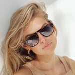 Emerson Square Aviator Polarized Sunglasses - Tortoise/Blue Lens - The Pink Pineapple 850