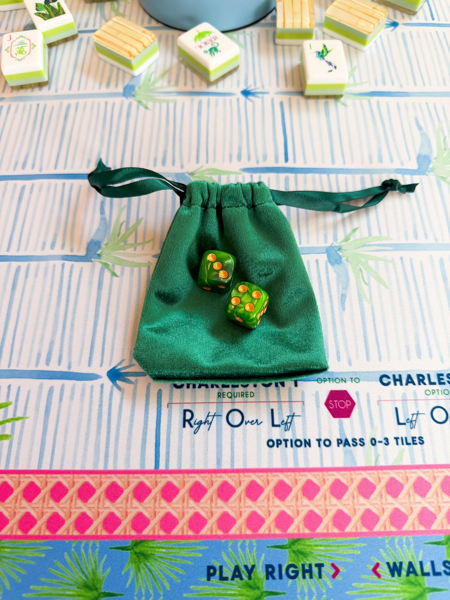 Empress Green Mahjong Dice - The Pink Pineapple 850