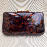 Enamel Faux Leather Tortoise Party Clutch - The Pink Pineapple 850