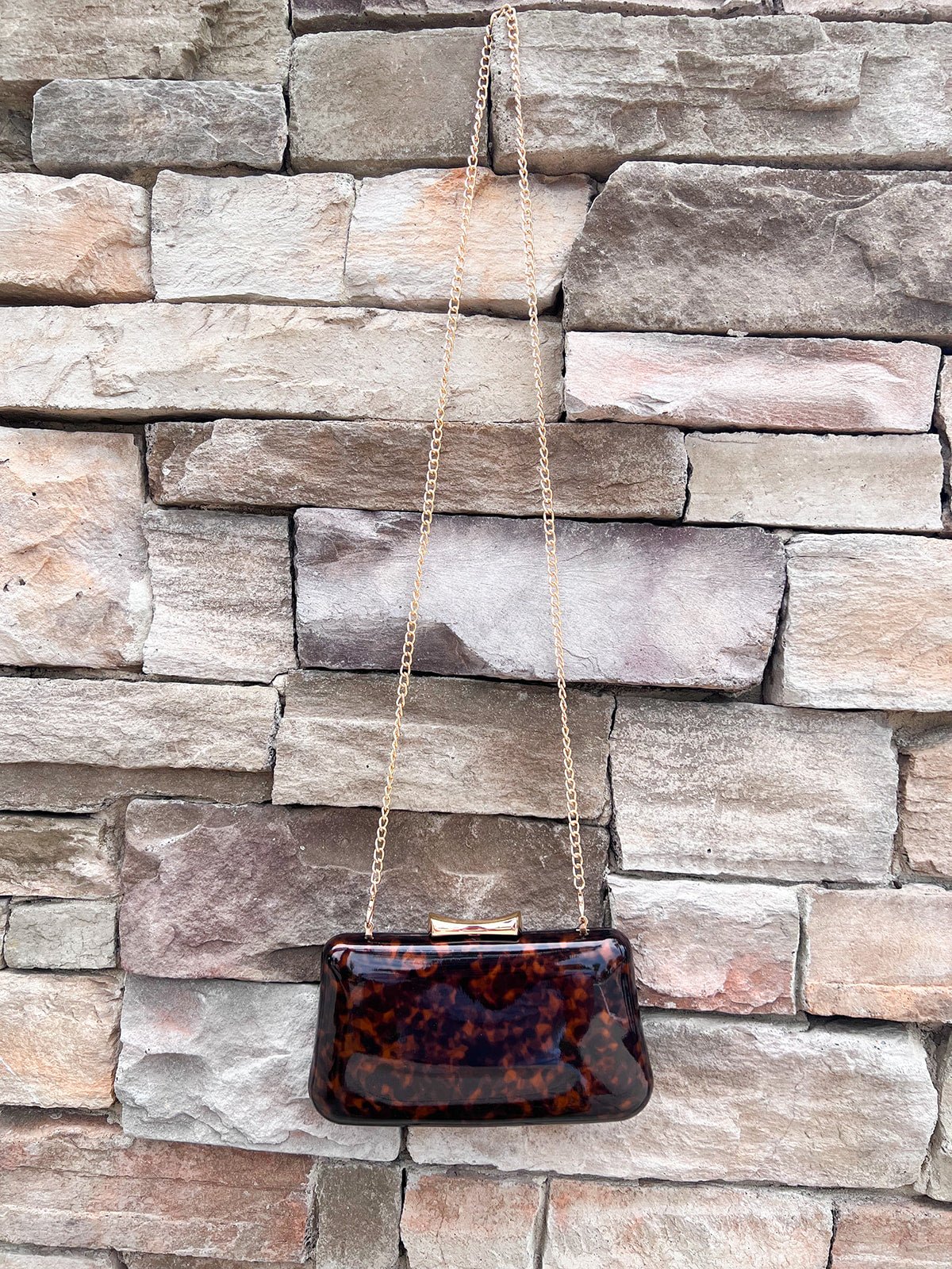 Enamel Faux Leather Tortoise Party Clutch - The Pink Pineapple 850