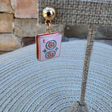 Enamel Mahjong Earrings - The Pink Pineapple 850