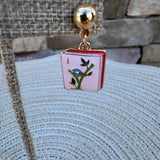 Enamel Mahjong Earrings - The Pink Pineapple 850