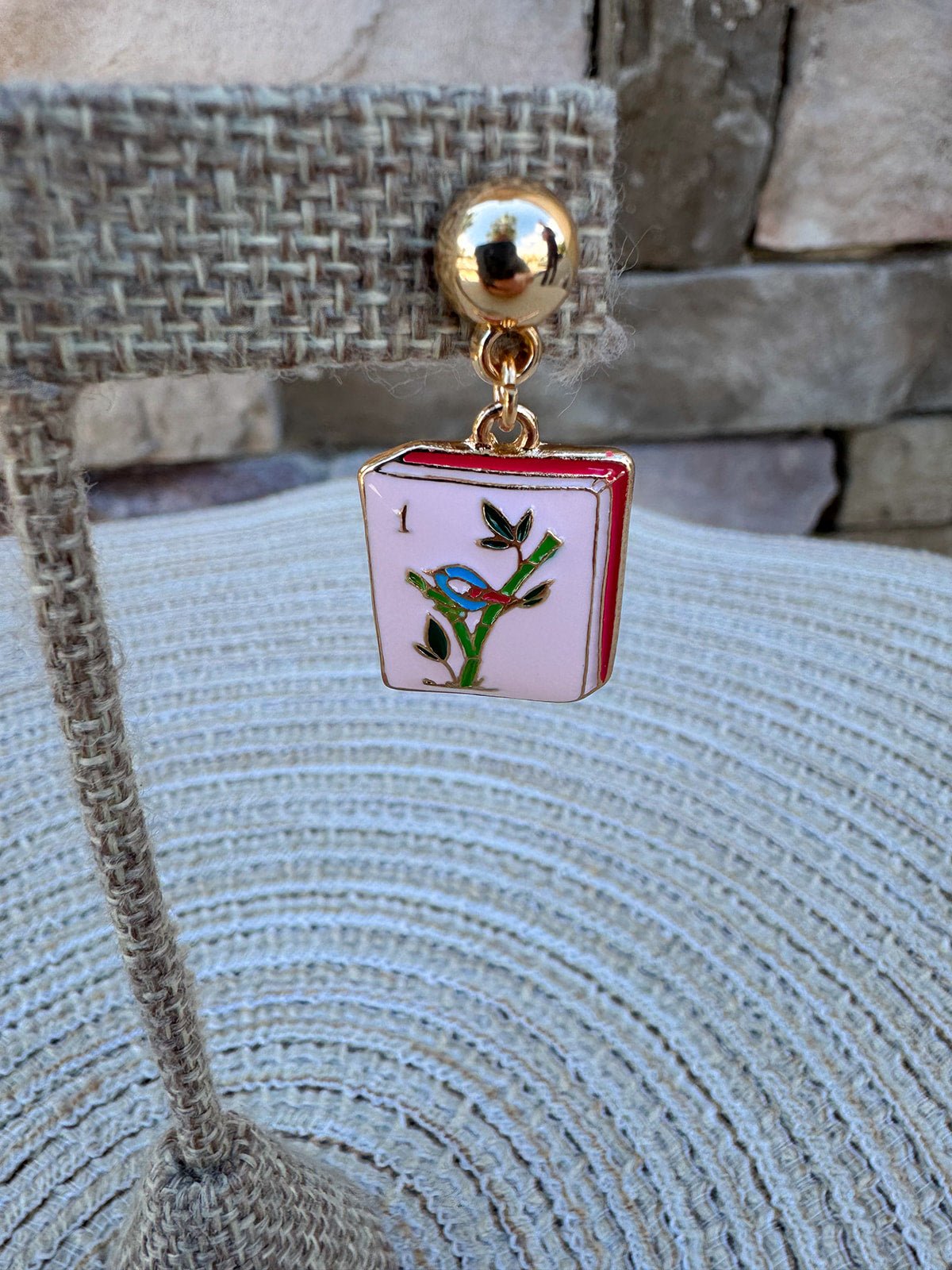 Enamel Mahjong Earrings - The Pink Pineapple 850