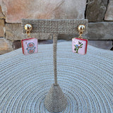 Enamel Mahjong Earrings - The Pink Pineapple 850