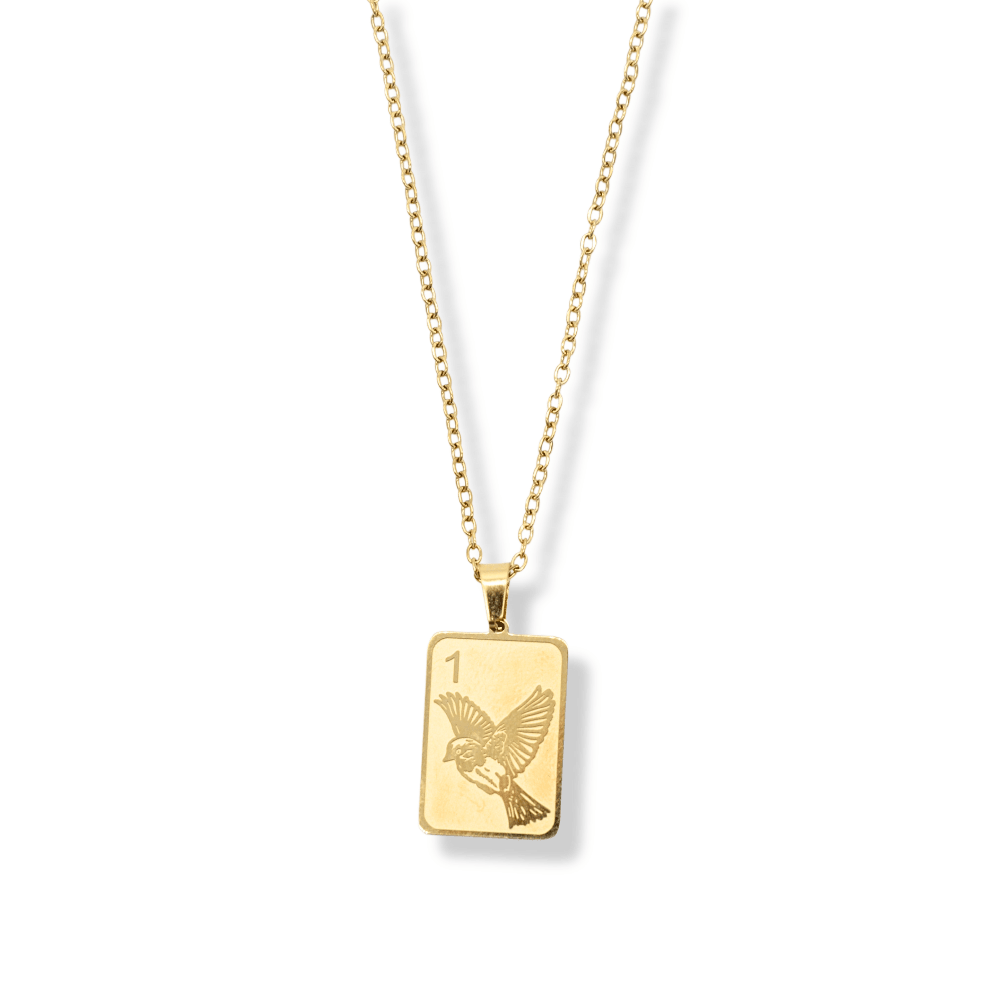 Engraved Sparrow One Bam Mahjong Necklace - The Pink Pineapple 850