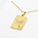 Engraved Sparrow One Bam Mahjong Necklace - The Pink Pineapple 850