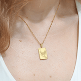 Engraved Sparrow One Bam Mahjong Necklace - The Pink Pineapple 850
