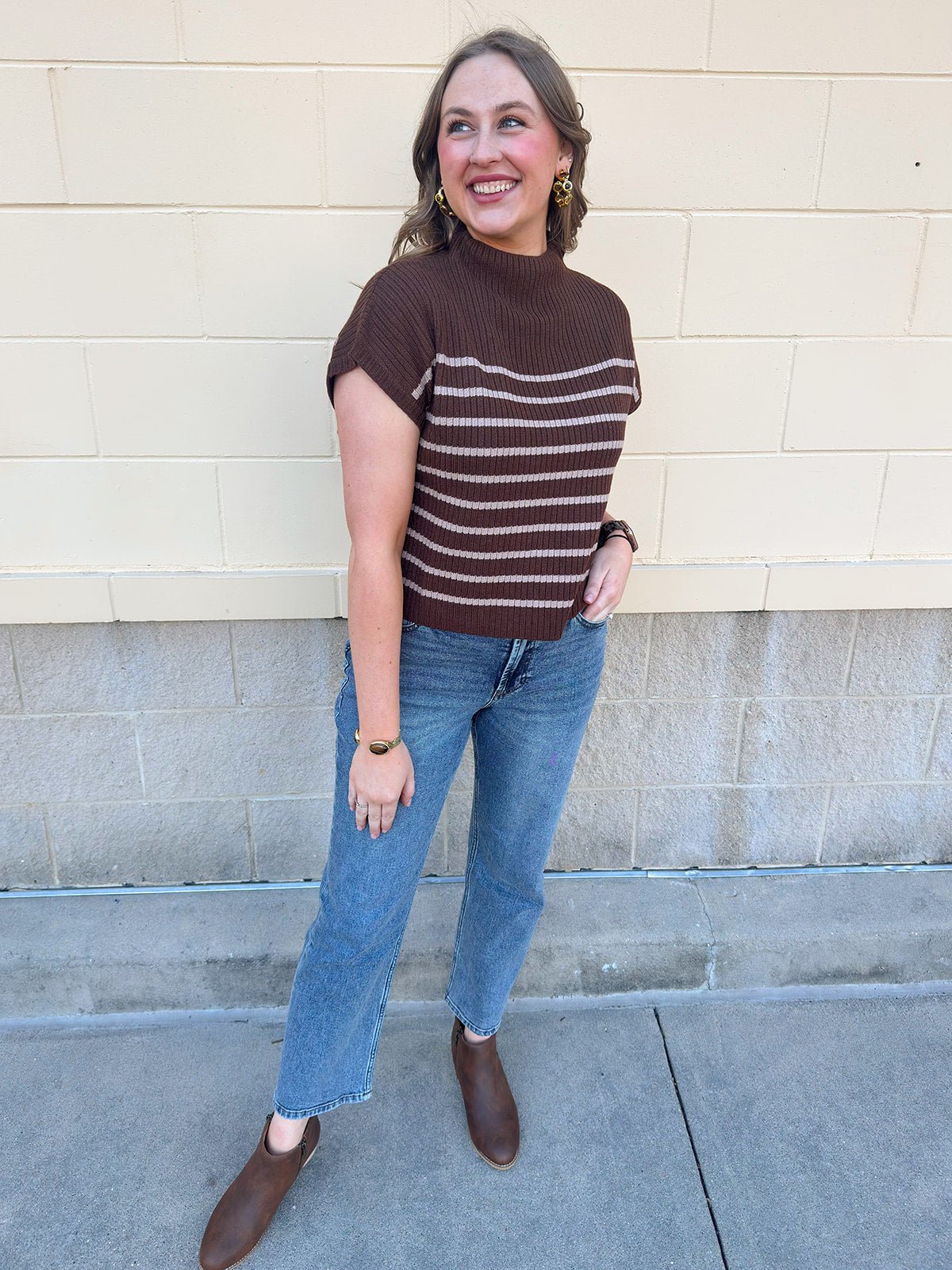 Espresso Charm Knit Top - The Pink Pineapple 850