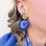 Evening Chic Gold & Cobalt Earrings - The Pink Pineapple 850