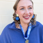 Evening Chic Gold & Cobalt Earrings - The Pink Pineapple 850