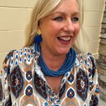 Evening Chic Gold & Cobalt Earrings - The Pink Pineapple 850