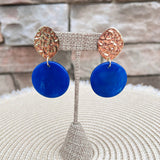 Evening Chic Gold & Cobalt Earrings - The Pink Pineapple 850