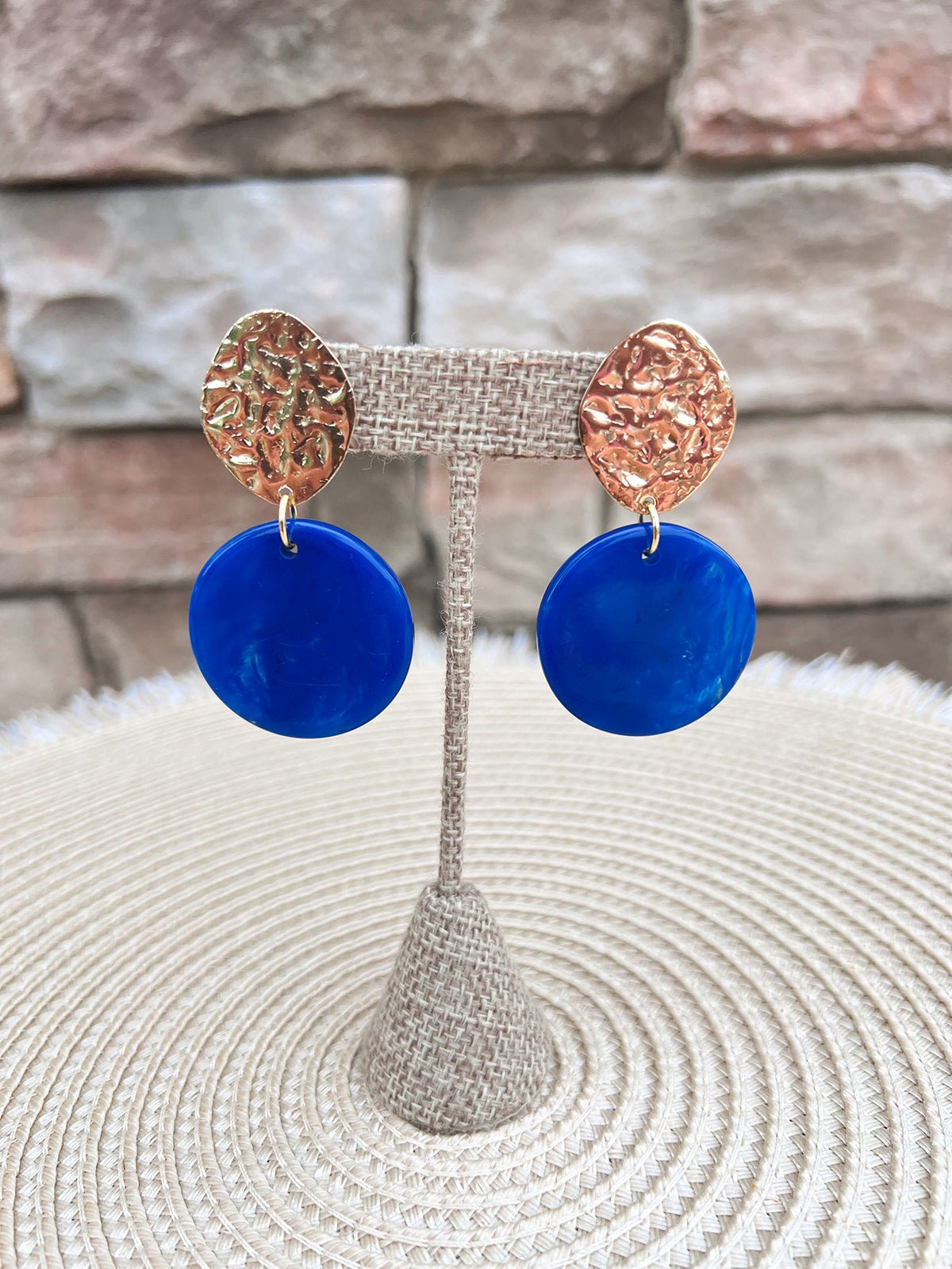Evening Chic Gold & Cobalt Earrings - The Pink Pineapple 850