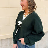 Evergreen Charm Bow Cardigan - The Pink Pineapple 850
