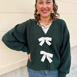 Evergreen Charm Bow Cardigan - The Pink Pineapple 850