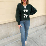 Evergreen Charm Bow Cardigan - The Pink Pineapple 850
