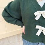 Evergreen Charm Bow Cardigan - The Pink Pineapple 850