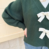 Evergreen Charm Bow Cardigan - The Pink Pineapple 850