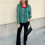 Evergreen Gala Floral Jacquard Top - The Pink Pineapple 850