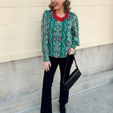 Evergreen Gala Floral Jacquard Top - The Pink Pineapple 850