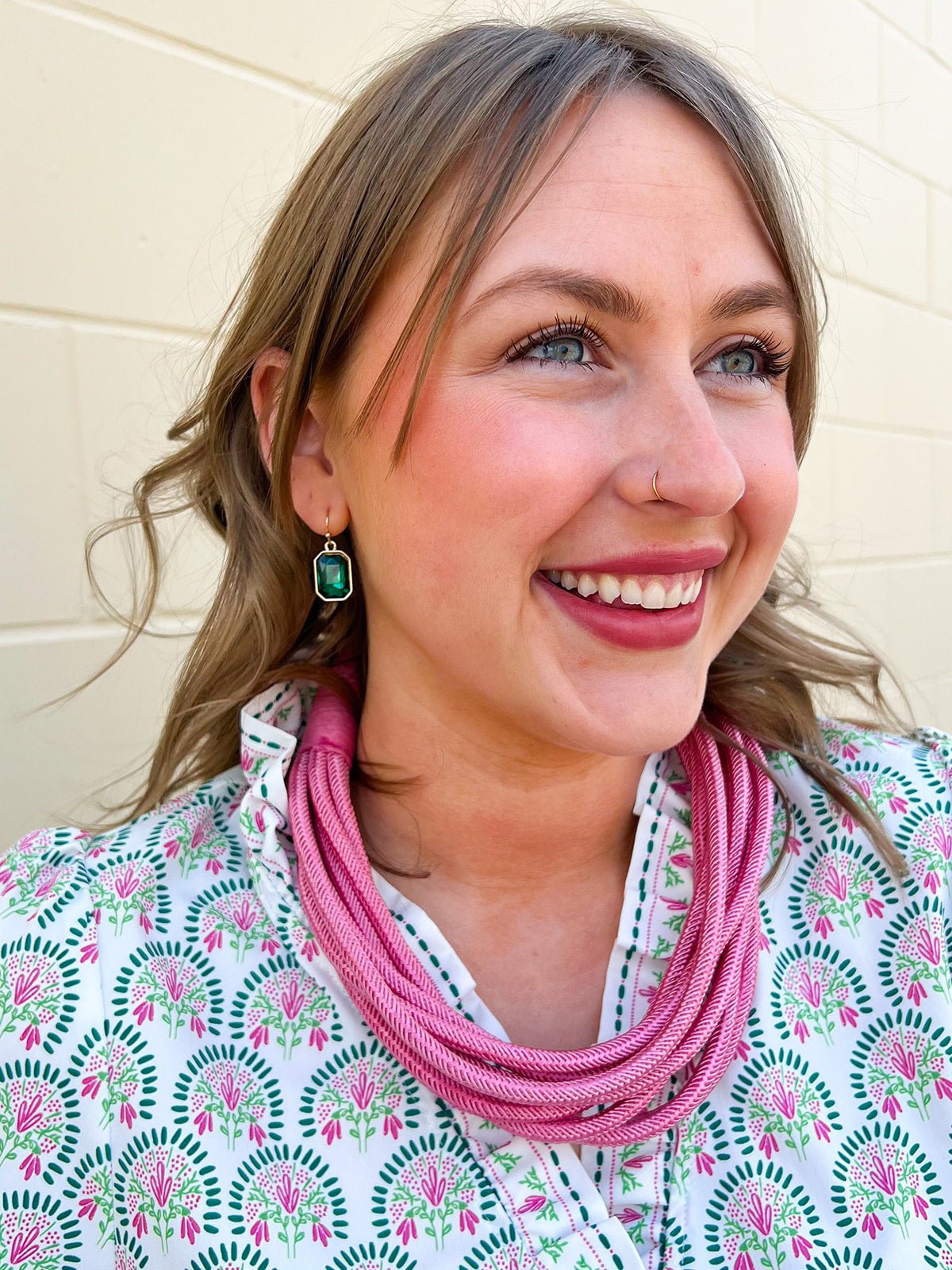 Evergreen Glow Emerald - Cut Gold Dangle Earrings - The Pink Pineapple 850