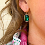 Evergreen Glow Emerald - Cut Gold Dangle Earrings - The Pink Pineapple 850