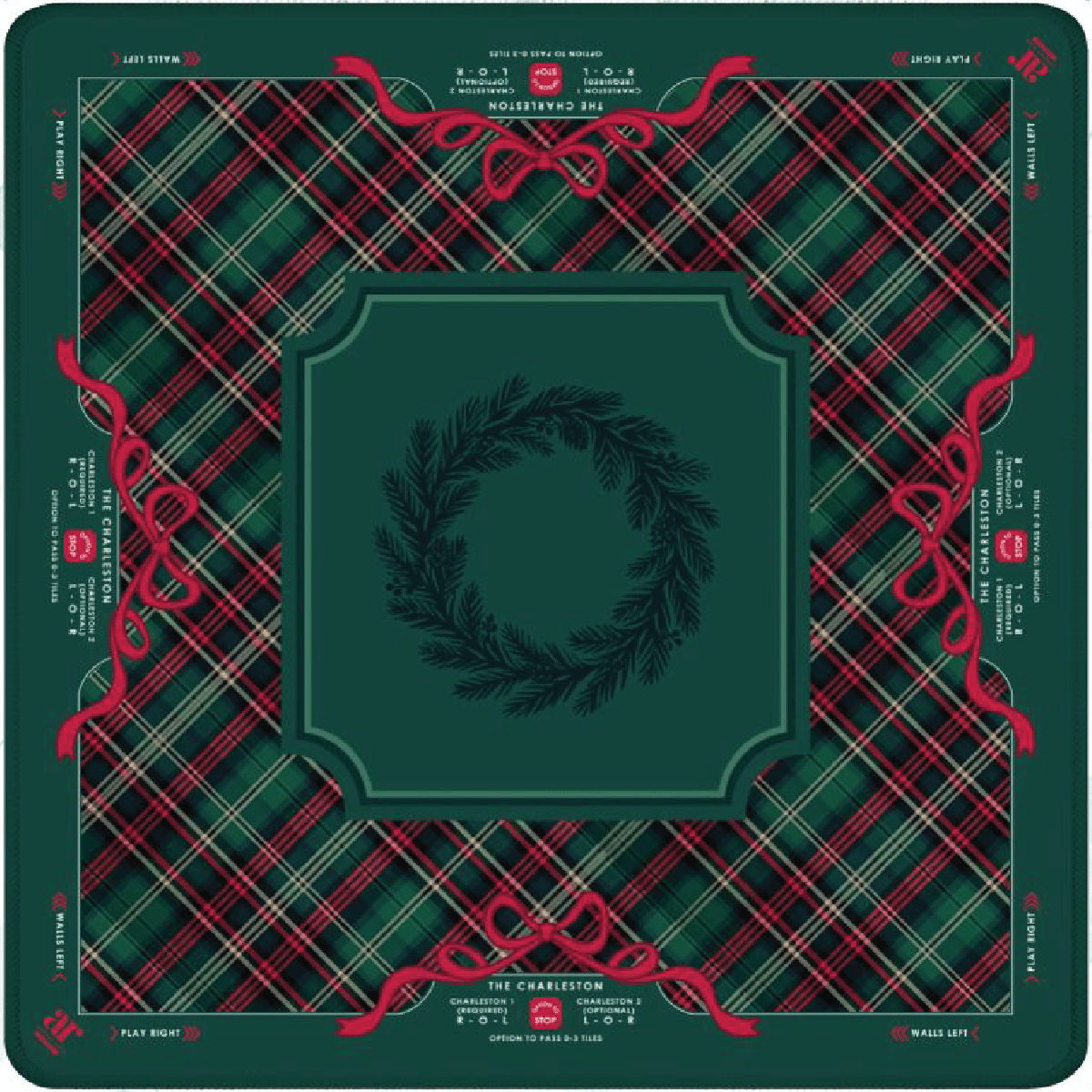 Evergreen & Tartan Christmas Mahjong Mat - The Pink Pineapple 850
