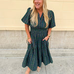 Evergreen Tartan Tiered Midi Dress - The Pink Pineapple 850